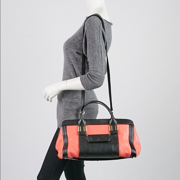 CHLOÈ Pink Leather Colorblock Alice Satchel Bag - Picture 8 of 8